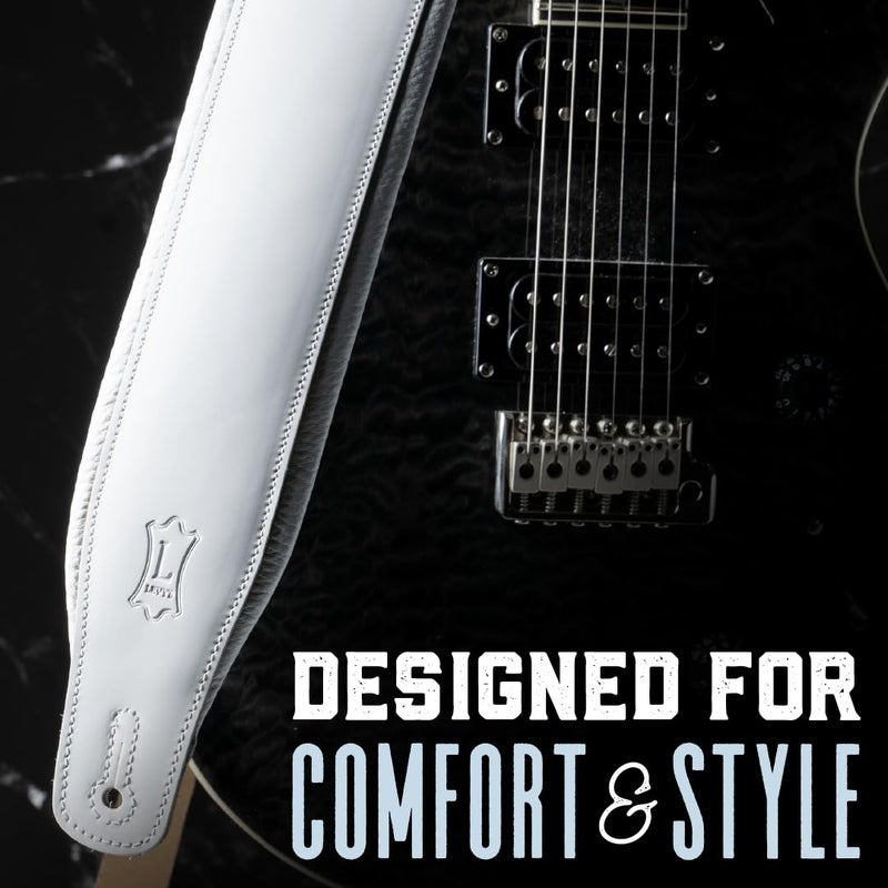 Levy's Leathers 3" Wide Amped Leather Series Guitar Strap with Foam Padding and Garment Leather Backing; Brown and Cream (M26PD-BRN_CRM) - Image 3
